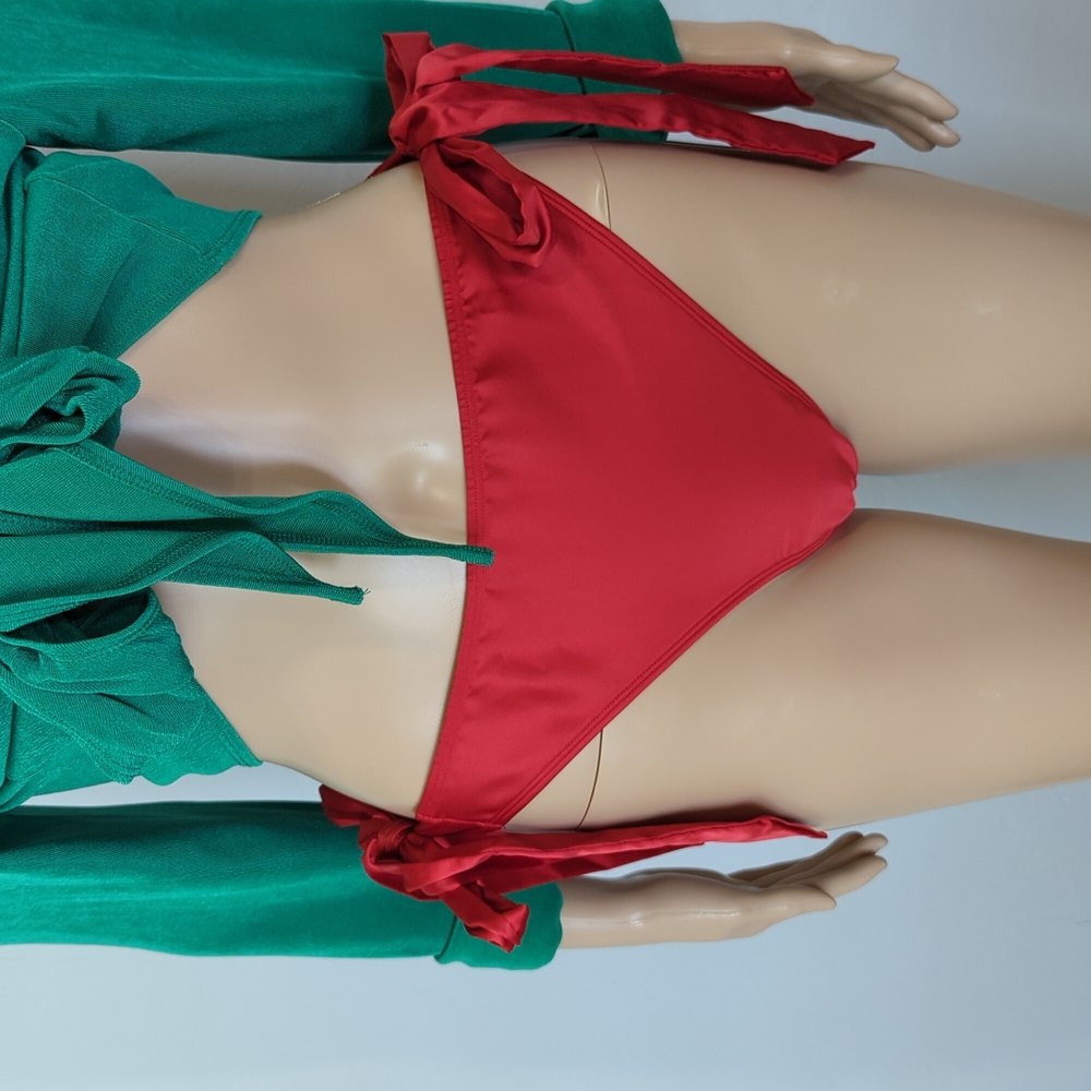 Victoria's Secret red bikini bottom adjustable strap swimwear size large